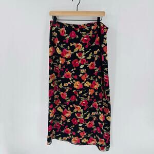 Vintage Ann Taylor Silk Maxi Skirt 12 Floral Boho Cottagecore Romantic Valentine